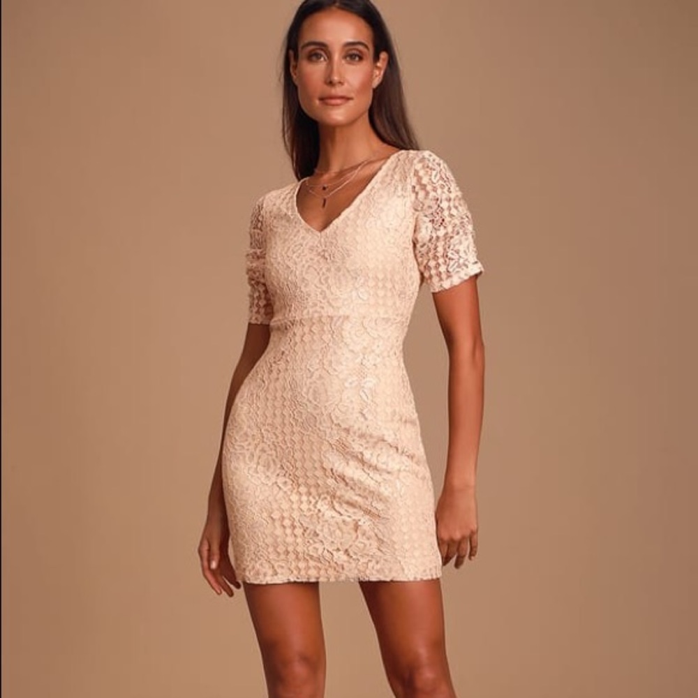 Lulus Tatianna Blush Pink Lace Mini Dress